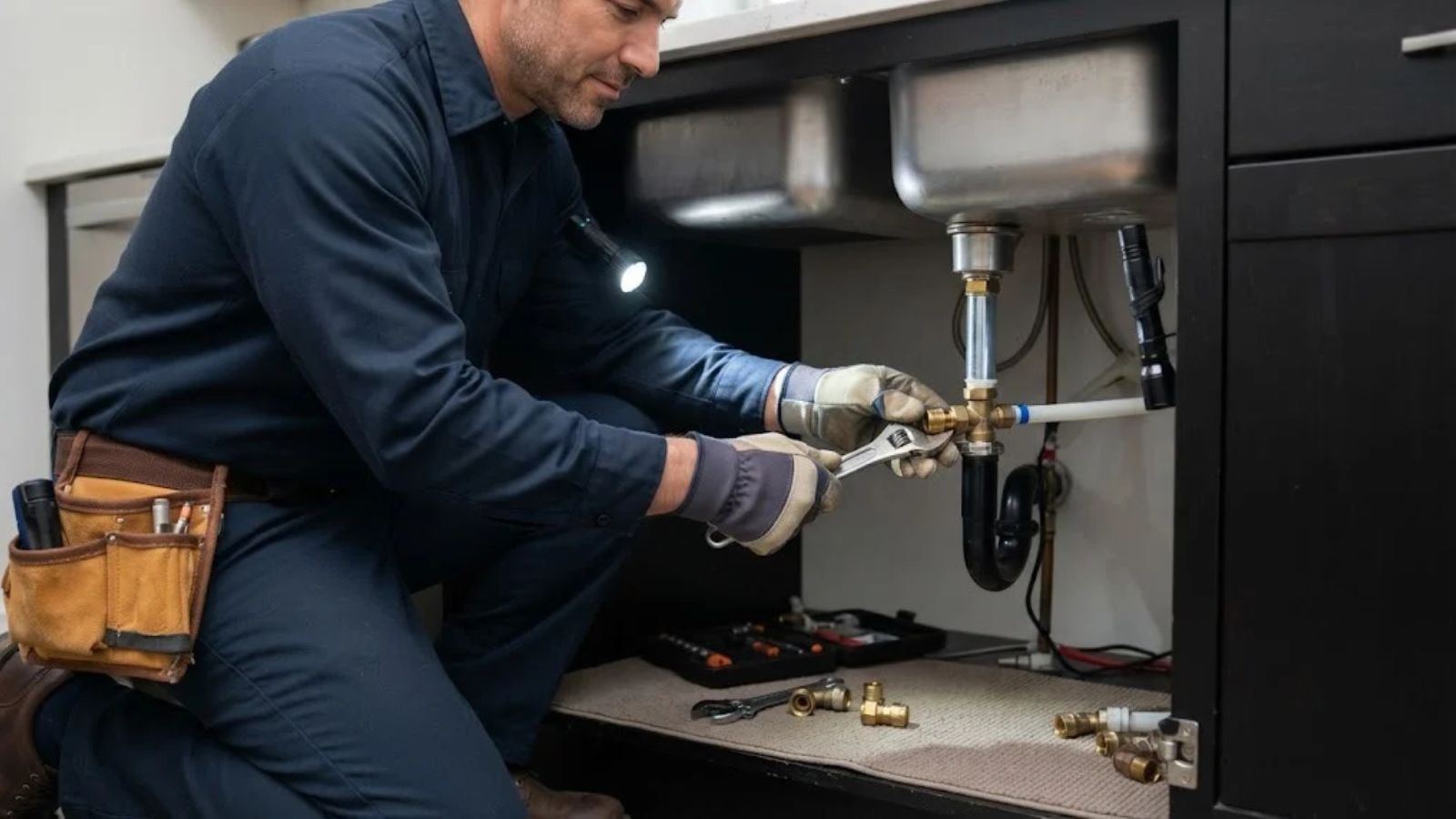 Licensed plumber at work in Spring, TX